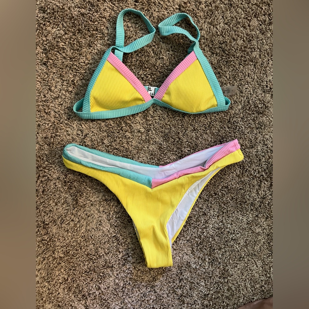 SHEIN Yellow and Pink Bikini Set